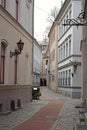 A pavement throught the yard of historical building of Riga