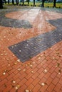 Pavement tiles - combined orange and brown klinker tiles Royalty Free Stock Photo