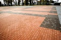 Pavement tiles - combined orange and brown klinker tiles Royalty Free Stock Photo