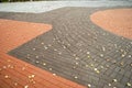 Pavement tiles - combined orange and brown klinker tiles Royalty Free Stock Photo