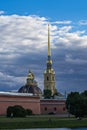 In the PaView of Peter and Paul Cathedral from the Petrograd side.