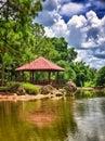 Pavilion on a beautiful japanese garden Royalty Free Stock Photo