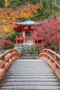 Pavilion and bridge in japanese garden Royalty Free Stock Photo