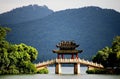 A pavilion bridge in west lake, hangzhou, china