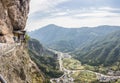 Pavilion carved in the cliff face Royalty Free Stock Photo