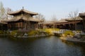 Pavilion in chinese park in spring