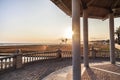 Pavilion close to beach at sunset, Vilanova i la Geltru,Catalonia,Spain. Royalty Free Stock Photo