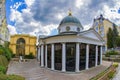 Pavilion of cold mineral water - Cross spring in the small west Bohemian spa town Marianske Lazne Marienbad - Czech Republic Royalty Free Stock Photo