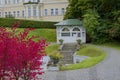 Pavilion of cold mineral water spring Ambrosius - small west Bohemian spa town Marianske Lazne Marienbad - Czech Republic