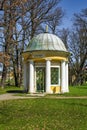 Pavilion of cold mineral water spring in the small west Bohemian spa town Frantiskovy Lazne Franzensbad - Czech Republic Royalty Free Stock Photo