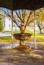 Pavilion of cold mineral water spring in the small west Bohemian spa town Marianske Lazne Marienbad - Czech Republic