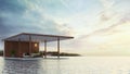 Pavilion contemporary on the beach 3d rendering