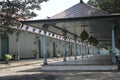 pavilion decorated with ethnically patterned lights and pillars