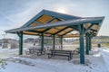 Pavilion in Eagle Mountain surronded with snow Royalty Free Stock Photo