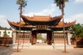 Pavilion entrance to Chinese temple. Royalty Free Stock Photo