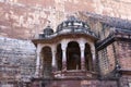 A Pavilion and exterior architecture of historic Mehrangarh Fort in Jodhpur, Rajasthan, India. Built in 1459 Royalty Free Stock Photo