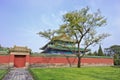 Pavilion with green lawn and tree, Temple of Heaven, Beijing, China Royalty Free Stock Photo