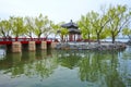 Pavilion of Heralding Spring in the Kunming lake Royalty Free Stock Photo