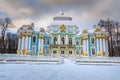 Pavilion Hermitage in Catherine park at Tsarskoe Selo in winter. Pushkin. Saint Petersburg. Russia Royalty Free Stock Photo