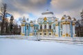 Pavilion Hermitage in Catherine park at Tsarskoe Selo in winter. Pushkin. Saint Petersburg. Russia Royalty Free Stock Photo