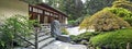 Pavilion at Japanese Garden Panorama Royalty Free Stock Photo