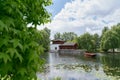 Pavilion on a lake in a Chinese garden near Berlin Royalty Free Stock Photo