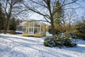 Pavilion of mineral water spring in winter - Frantiskovy Lazne Franzensbad - Czech Republic Royalty Free Stock Photo
