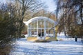 Pavilion of mineral water spring in winter - Frantiskovy Lazne Franzensbad - Czech Republic Royalty Free Stock Photo