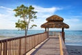 Pavilion in natural style on beach. Royalty Free Stock Photo