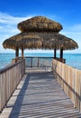 Pavilion in natural style on beach. Royalty Free Stock Photo