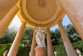 Pavilion with sculpture in in Park of the Labyrinth of Horta Royalty Free Stock Photo