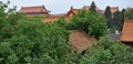 Pavilions of Forbidden City hidden inside the trees Royalty Free Stock Photo