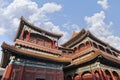 Pavilions of Lama Temple against a blue sky, Beijing, China