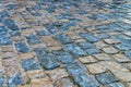 Paving pattern with rectangular shape. Old stone road on street of old town