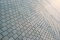 Paving stone path goes away the prospect in sunset Royalty Free Stock Photo