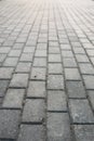 Paving stone path goes away the prospect in sunset Royalty Free Stock Photo