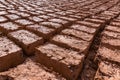 Paving stones clay bricks, hand-made exposed to the sun to dry in Morocco