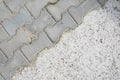 Paving Stones and Concrete Cover on a Footpath Royalty Free Stock Photo