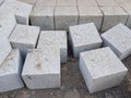 Paving stones from large granite cubes. Royalty Free Stock Photo