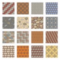 Paving stones seamless pattern, city street pavements tiles. Park path landscaping elements, pavements stone, tile