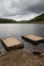 Paving stones at the shore of Derwent reservoir