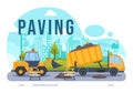 Paving Vector Illustration with Road Construction and Highway Maintenance Workers Working on Asphalt Roads with Drilling Machine Royalty Free Stock Photo