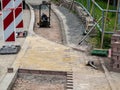 Paving work in road construction Construction site