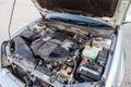 Engine View of Subaru Legacy Lancaster japanese car in beige color on the parking