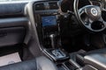 Subaru Legacy Lancaster japanese car interior view with front leather seats and Momo steering wheel