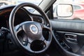 Subaru Legacy Lancaster japanese car interior view with front leather seats and Momo steering wheel