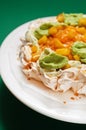 Pavlova cake with avocado and mango Royalty Free Stock Photo