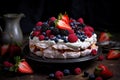 Pavlova cake berries. Generate Ai