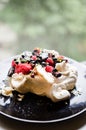 Pavlova cake with berries Royalty Free Stock Photo