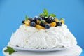 The Pavlova cake with blueberry Royalty Free Stock Photo